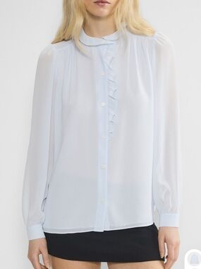 Artizia Wilfred Valentina Light Blue Ruffle-Front Blouse